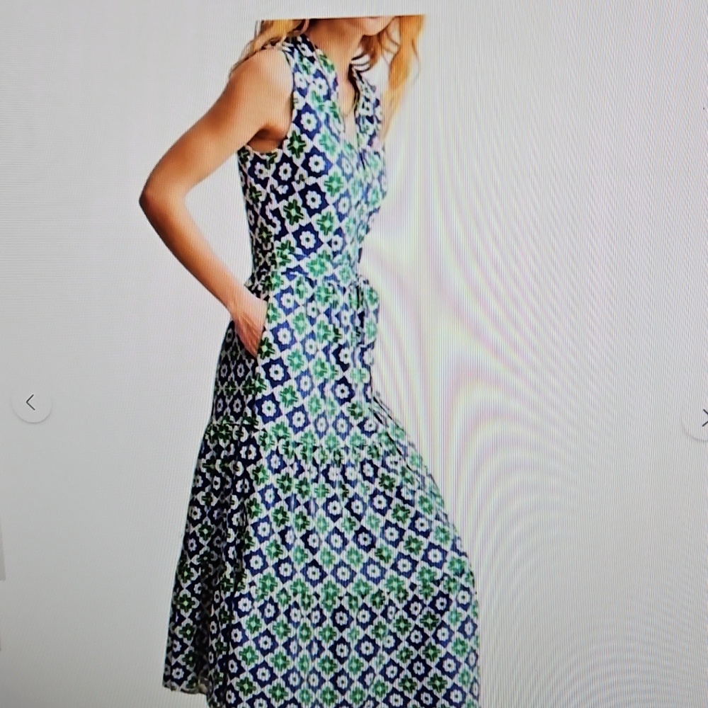 BODEN NAOMI NAVY/COGNAC V- NECK SLEEVELESS JERSEY MAXI DRESS (New$150) Sz 6